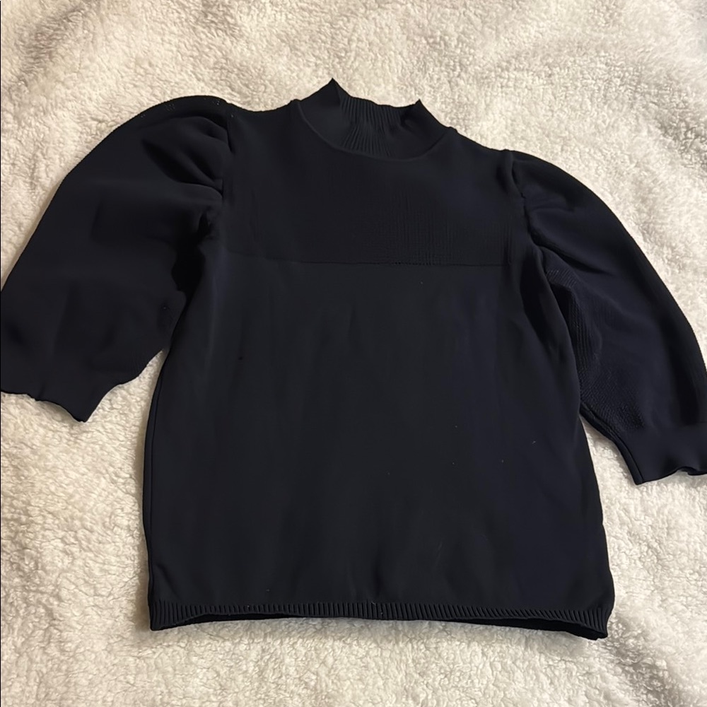 Navy Puff Sleeve Top